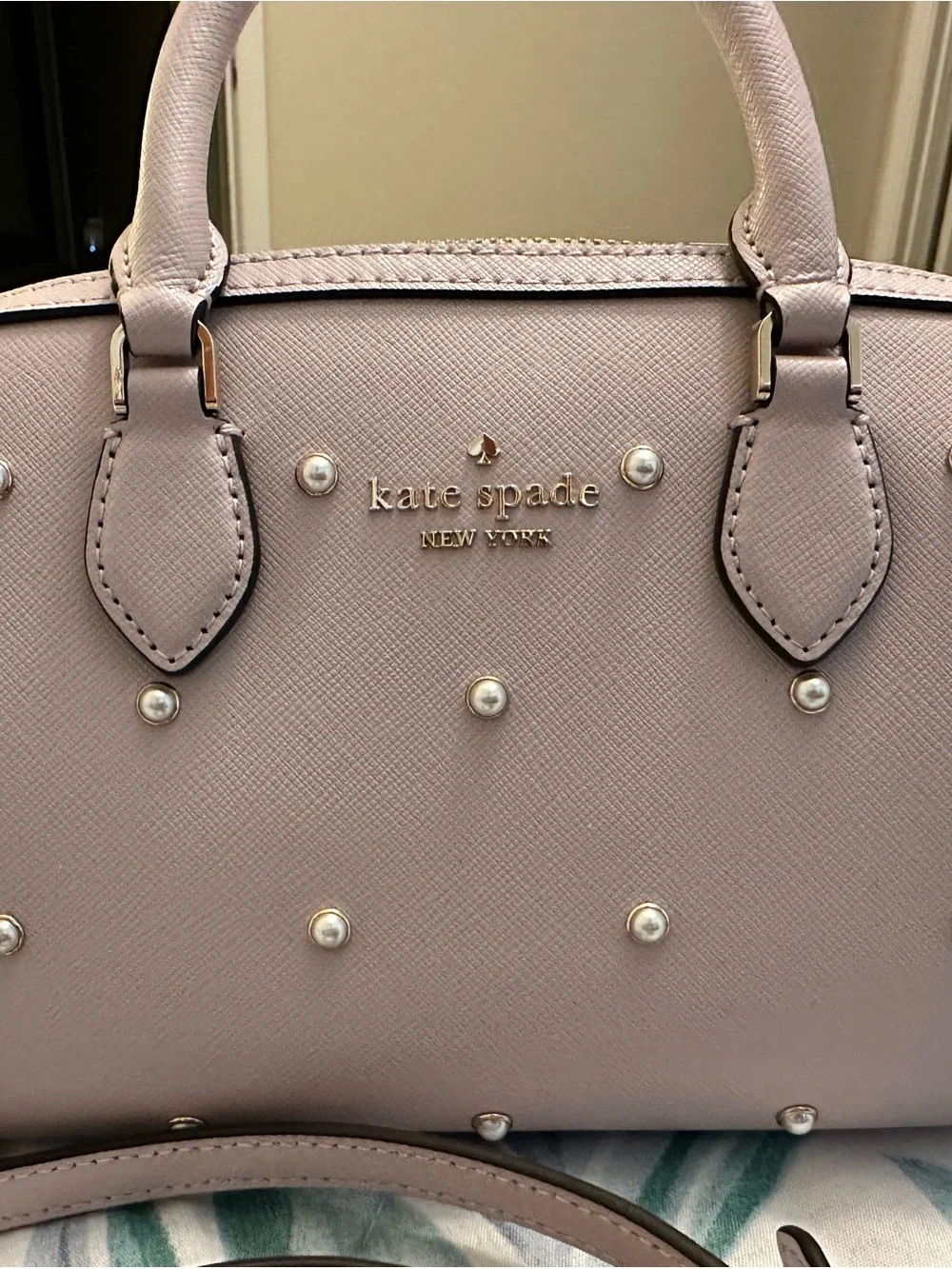 kate spade Pearl-Embellished Blush Satchel